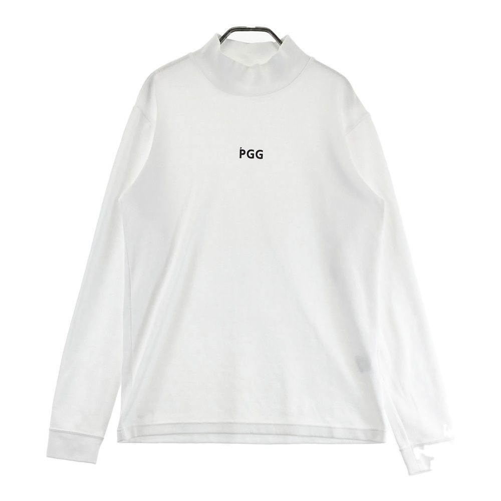 サイズ：5 PGG PEARLY GATES パーリーゲイツ ハイネック 長袖Tシャツ ロゴ総柄 ホワイト系 [240101616852] ゴルフウェア メンズ ストスト