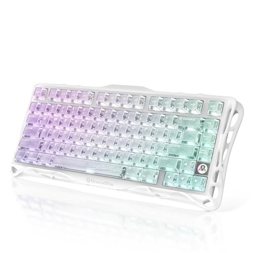 【新品】GravaStar K1 Lite ゲーミングキーボード 透明キーボード 無線 75%レイアウト テンキーレス ホットスワップ対応 ガスケット構造 Bluetooth 5.0/2.4G/有線接続 透明キーキャップ RGBバックライト 0ed79642