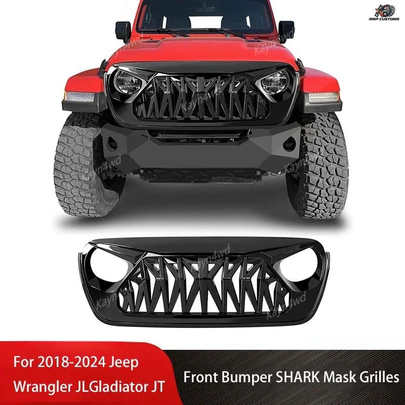 オフロード 4x4 エクステリア アクセサリー フロントバンパー シャークマスク グリル メッシュ レーシング グリル 2018-2024 ジープ ラング