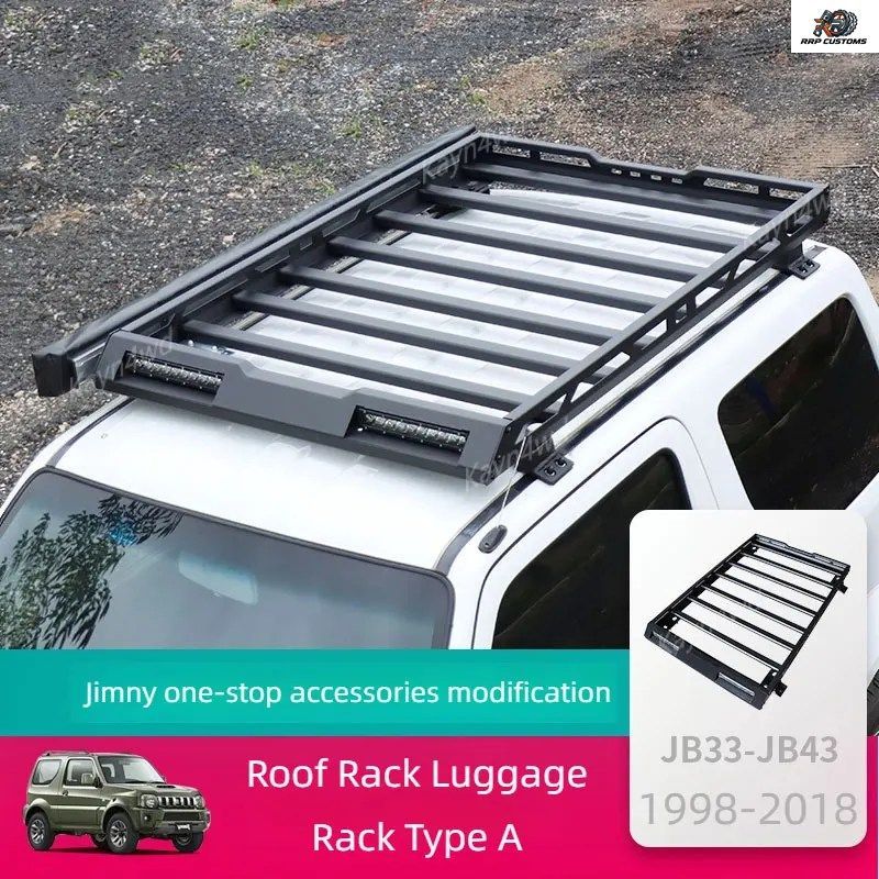 オフロード4x4改造アクセサリー アルミ製ルーフラックボックス ラゲッジラック LEDスポットライト 1998-2018 SUZUKI Jimny JB33 JB43用