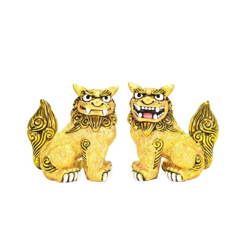 【新品】 沖縄土産 シーサー 置物 ミニ 玄関 黄金シーサー 黄金獅子シーサー (座)