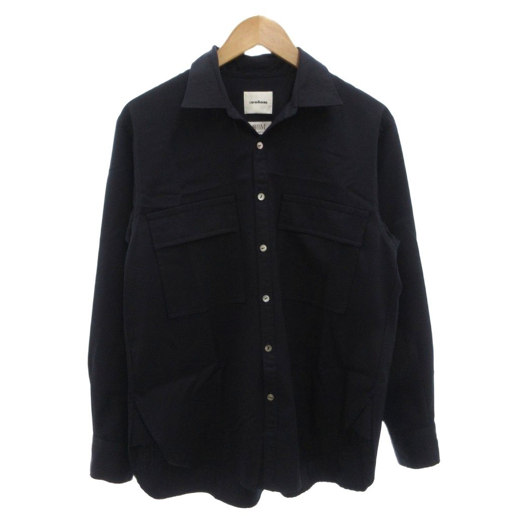 ：COLON CSH-4 wool gabardine シャツ カジュアル ウール 長袖 1 紺 ネイビー /FF