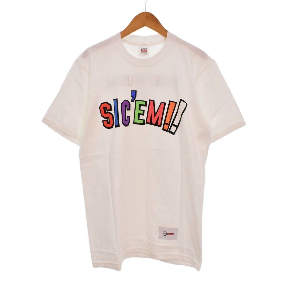 シュプリーム SUPREME ダブルタップス WTAPS 21AW Sic'em! Tee Tシャツ 半袖 ロゴ プリント S 白 ホワイト