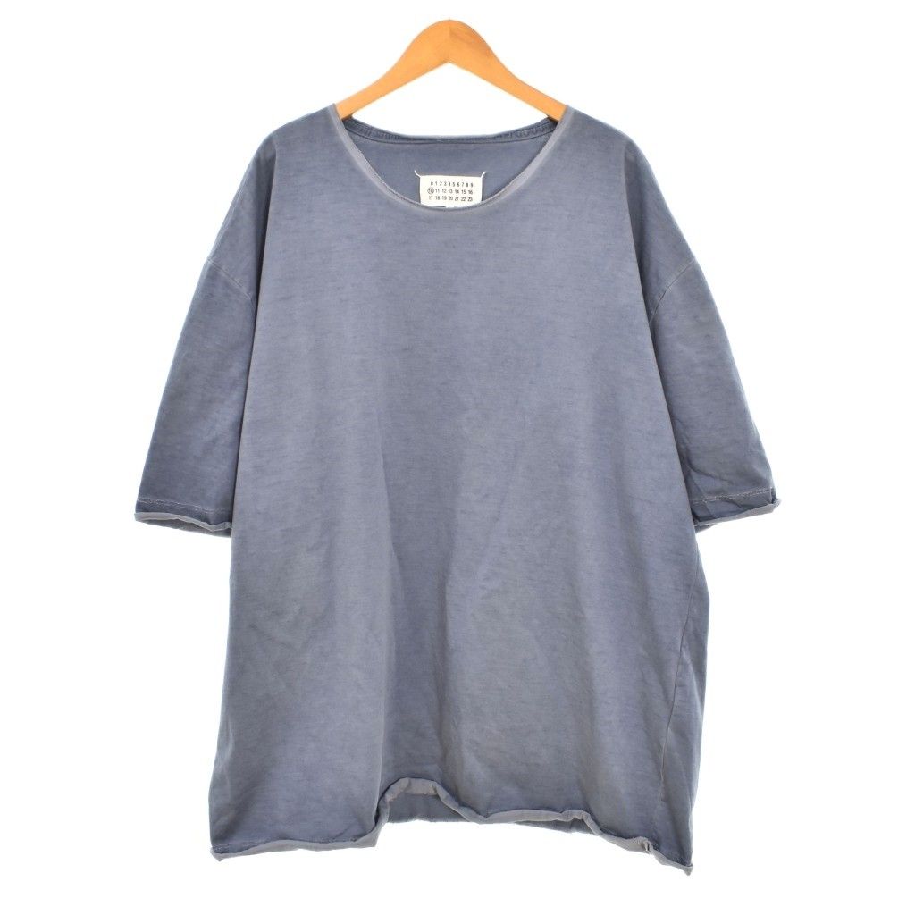 メゾンマルジェラ 10 Maison Margiela 10 22SS USED加工 カットオフ加工 Tシャツ カットソー 半袖 M 青 ブルー S50GC0668