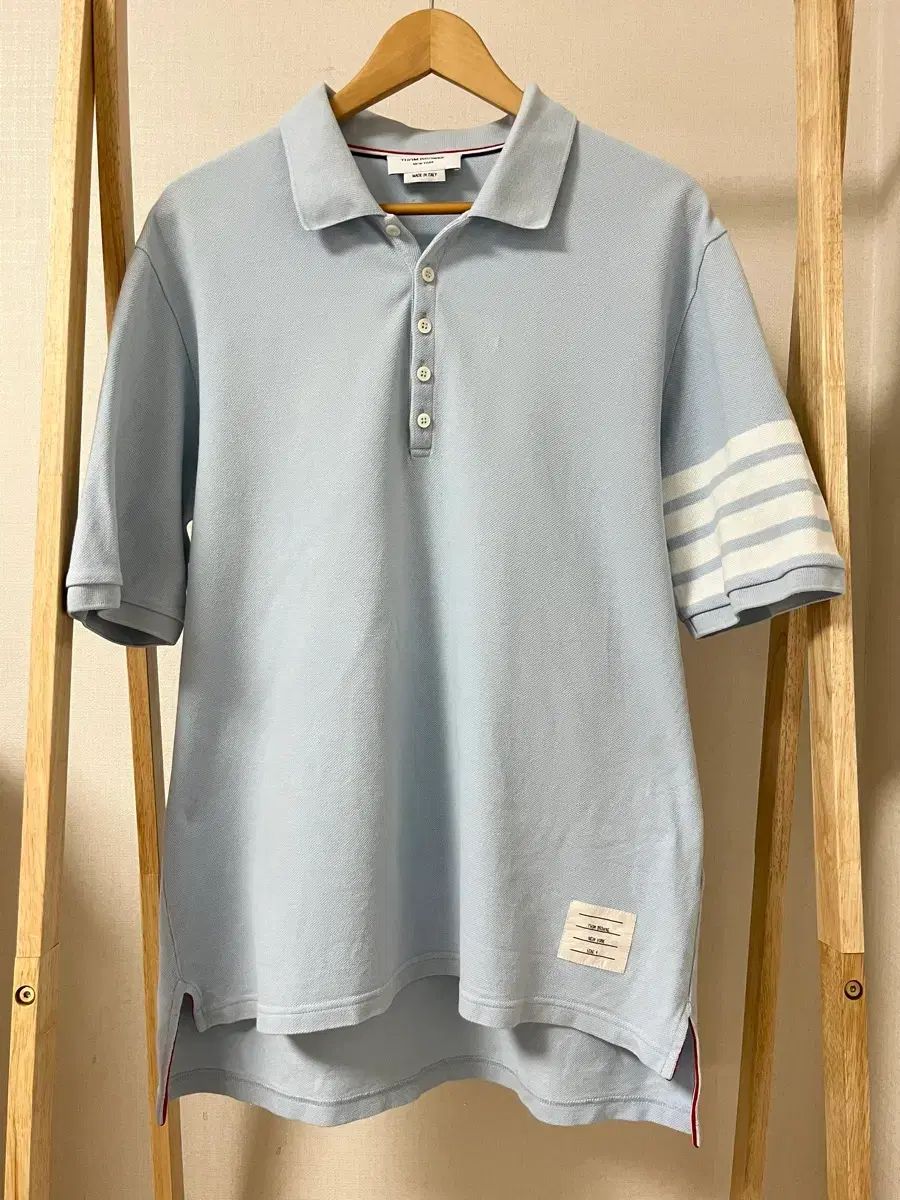 トム・ブラウン スカイブルー 4線 半袖 ポロTシャツ 4 サイズ 正規品