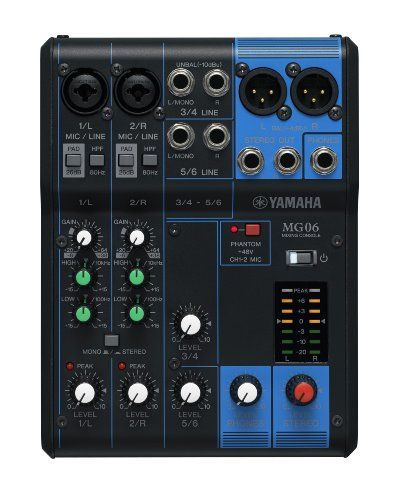 ヤマハ YAMAHA 6チャンネルミキシングコンソール MG06 最最大2 Mic / 6 Line入力 マイクプリアンプ「D-PRE」搭載 堅牢なメタルシャーシt 446e968d