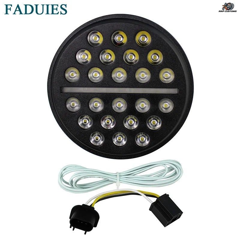 FADUIES 7インチ ラウンド ハーレー用 LED プロジェクション ヘッドライト ハーレー用 ファットボーイ FLSTF Lo FLSTFB ツーリング トライ