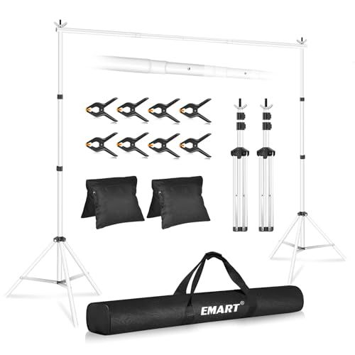 EMART 背景スタンド 撮影スタンド 200x300cm ホワイト 幅、高さ調節可能 背景布/グリーンバックスタンド 生放送、web会議、ビデオ通信、動画などに適用 グリーンバック、背景紙、クロマキー合成、テレワーク、オンライン授業、オンラ b6554402