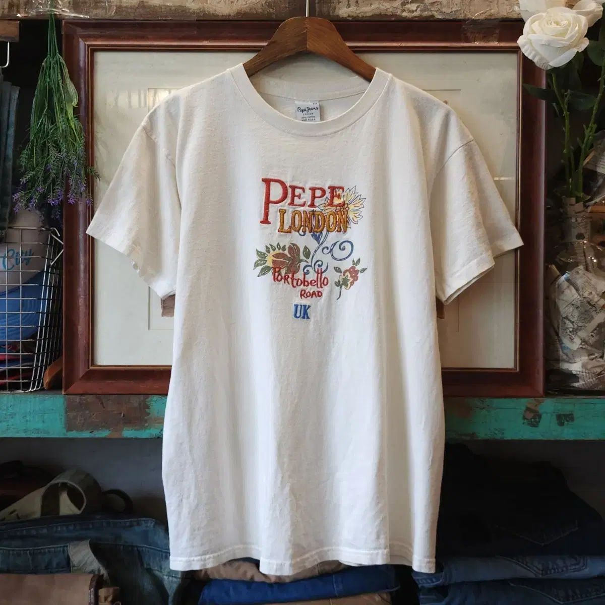 90s ヴィンテージ Tシャツ シングルステッチ プリンティング Tシャツ アメリカ 製造 フラワー 刺繍 F