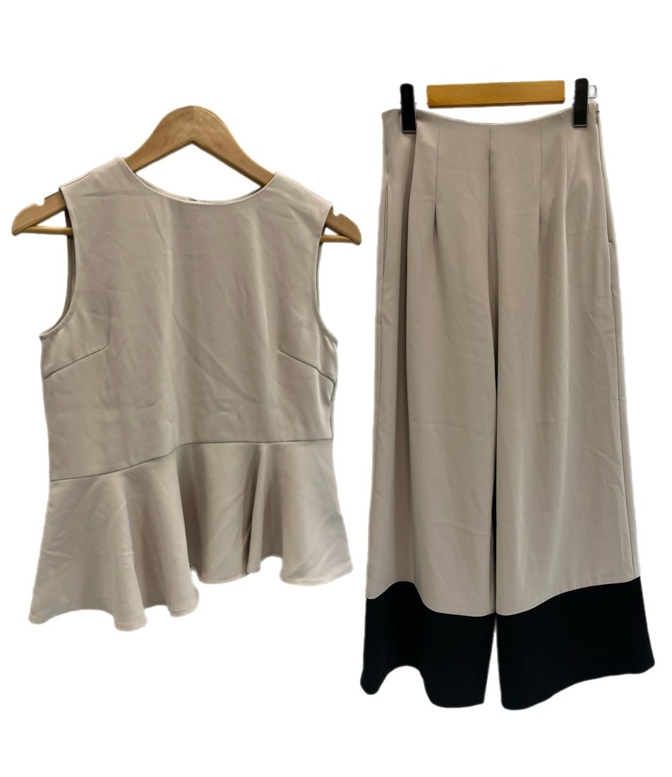 シェリエ sheller セットアップ バイカラー ノースリーブ ボトム セットアップ グレージュ 207004 207003 ボトムス:M トップス:フリー ベージュ ベージュ 101set-10