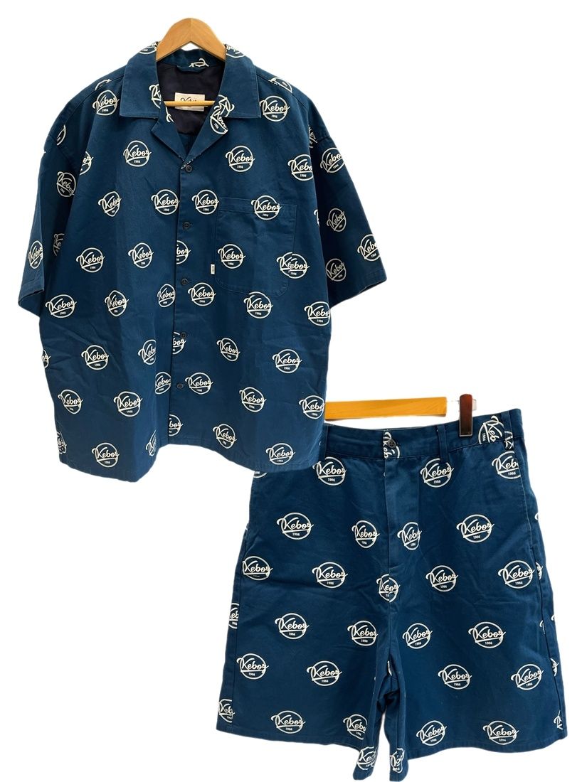 ケボズ KEBOZ セットアップ FREAK'S STORE別注 総柄 半袖シャツ ショートパンツ 青 212-1026 212-1430 トップス:L ボトムス:L ブルー ブルー 101set-13