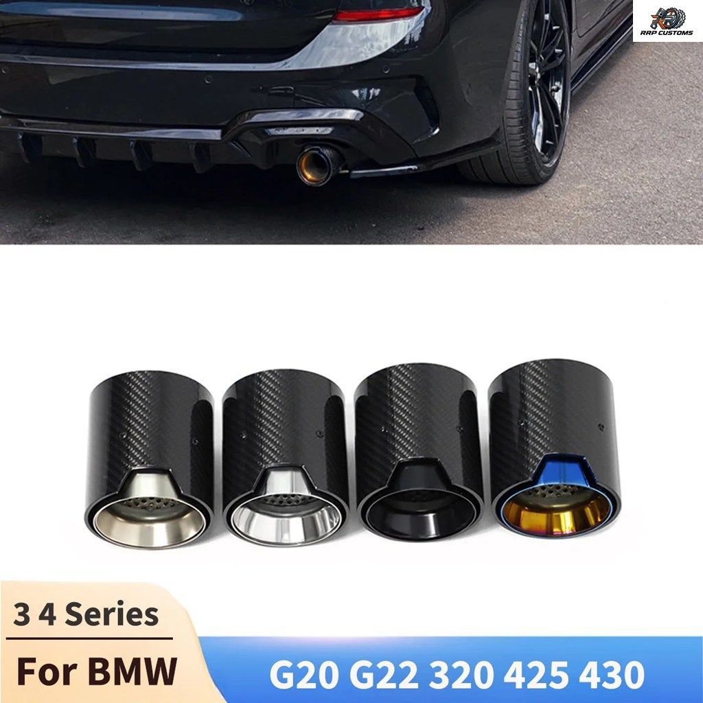 BMW 3 4シリーズ G20 G22 320 425 430用マフラーチップテールパイプ交換用カーボンファイバーステンレススチール排気システムノズル