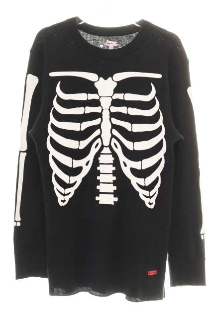 シュプリーム SUPREME × HANES 21AW BONES THERMAL CREW BLACK Mサイズ