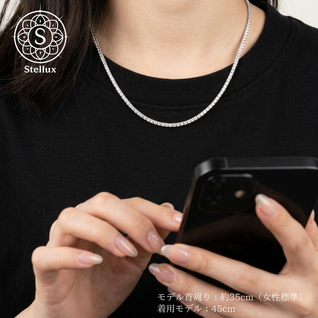 本物を纏う、究極の贅沢】モアサナイト・テニスチェーンネックレス/2mm
