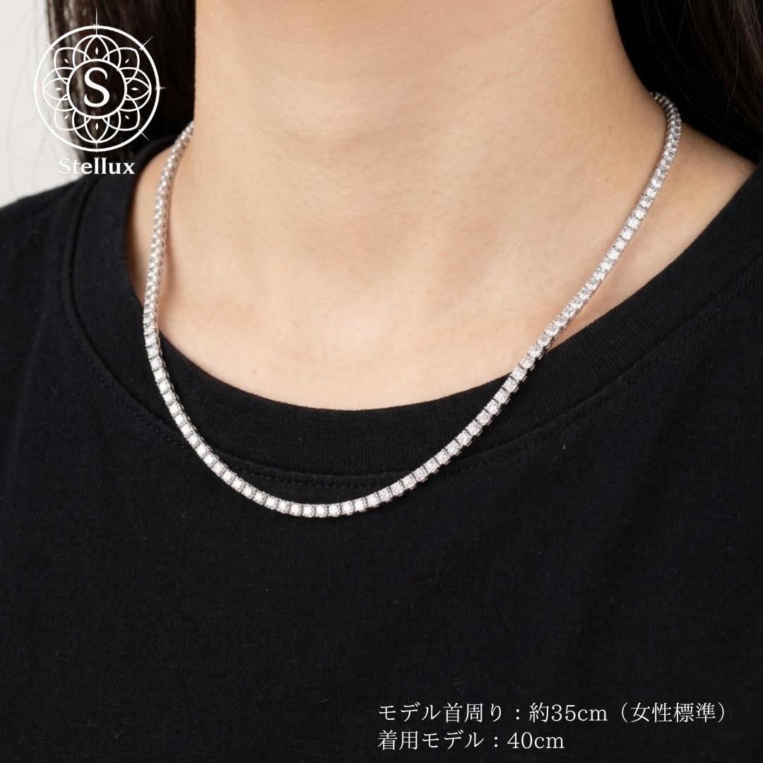 本物を纏う、究極の贅沢】モアサナイト・テニスチェーンネックレス/2mm