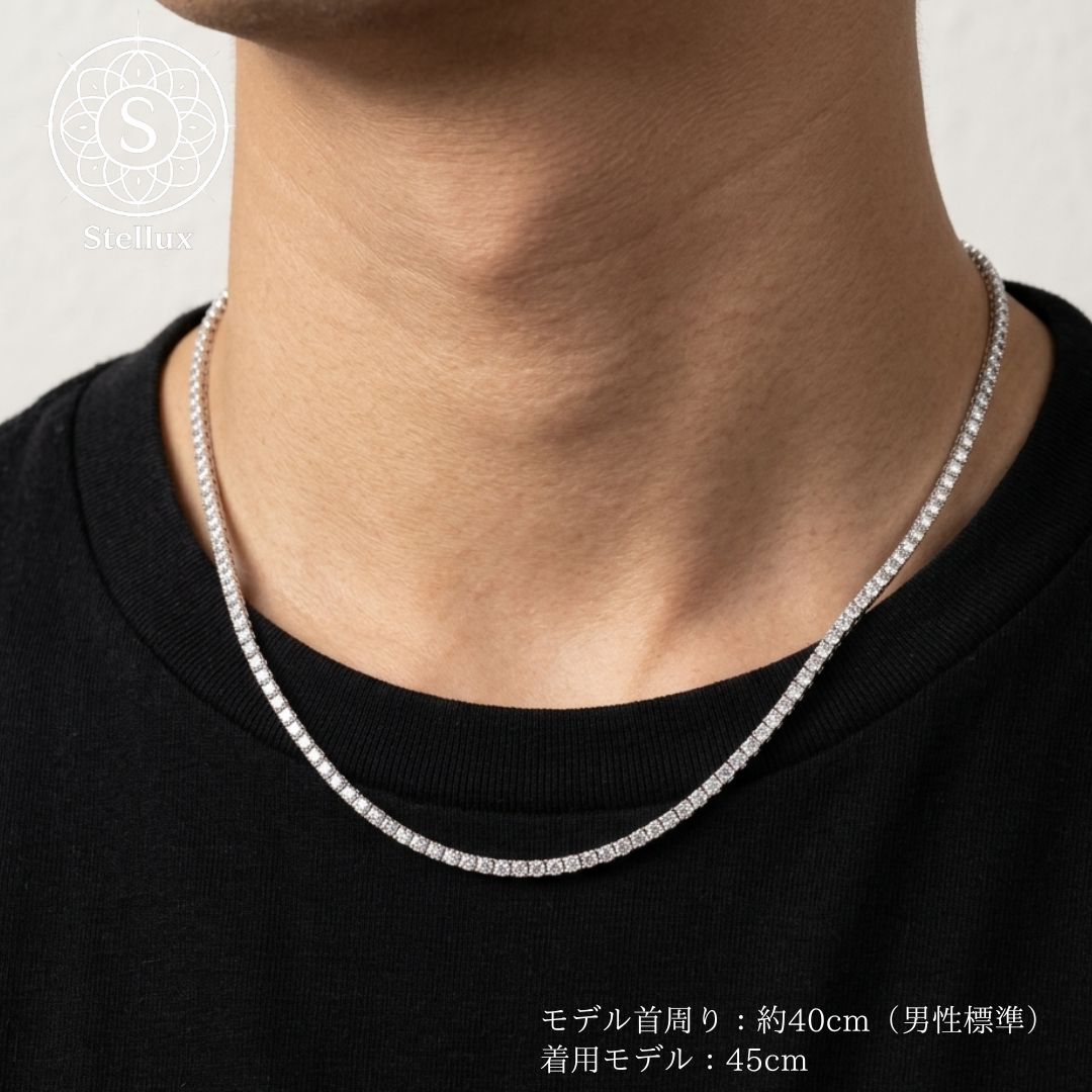 本物を纏う、究極の贅沢】モアサナイト・テニスチェーンネックレス/2mm