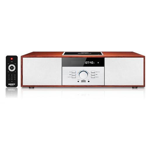 ミニコンポ・セットコンポ CDプレーヤー レトロ/Bluetooth/FMステレオ/USB MP3再生/AUX入力、ヘッドフォンジャック、家庭用コンパクトONEBODYシステムを備えたビンテージスタイルのHiFiステレオシステム (WTB-7 01f27dbc