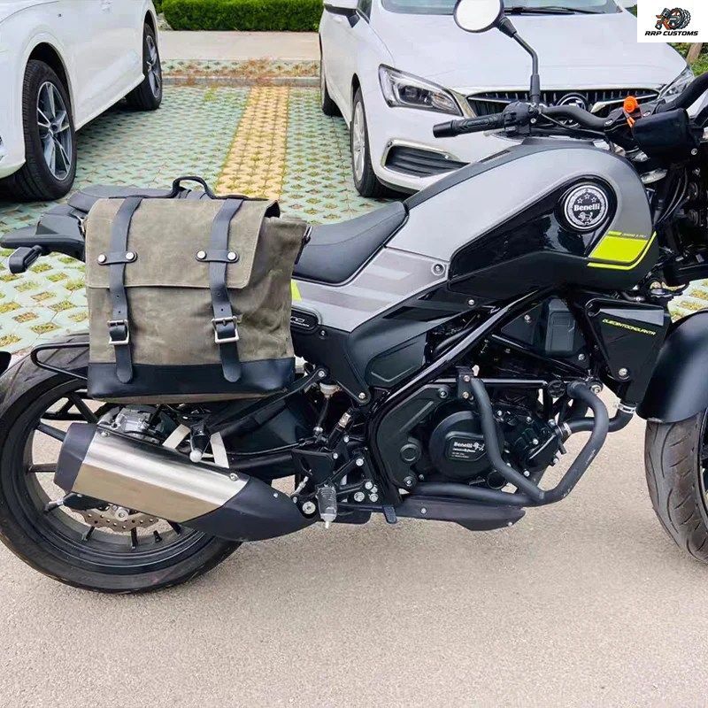 レトロな機関車型サイドバッグ、汎用防水サイドバッグ、オートバイ用キャンバスバッグ、騎士型サドルバッグ