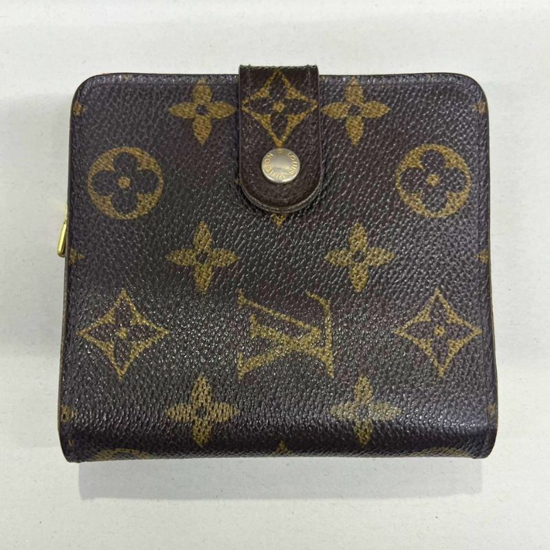 LOUIS VUITTON ルイヴィトン コンパクトジップ M61667 ブラック モノグラム 二つ折り財布 レディース  22605R16