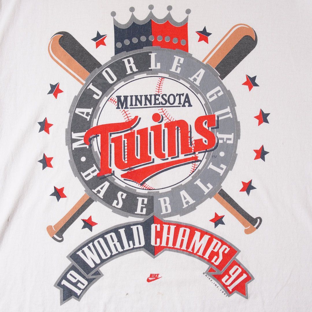 90s USA製 1991年製 銀タグ ナイキ NIIKE × MLB ツインズ Tシャツ XL