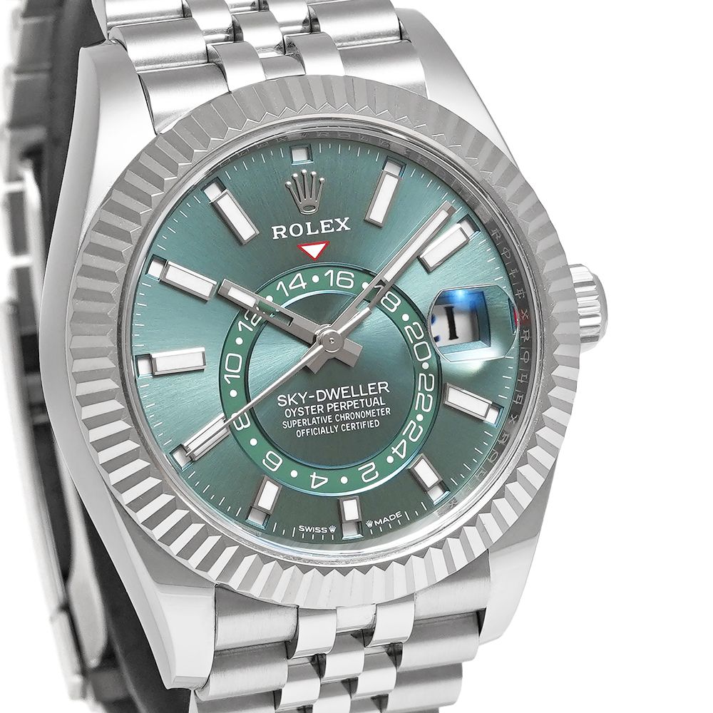 箱・2024年保証書付き ROLEX スカイドゥエラー ミントグリーン Ref.336934 中古品 メンズ 腕時計