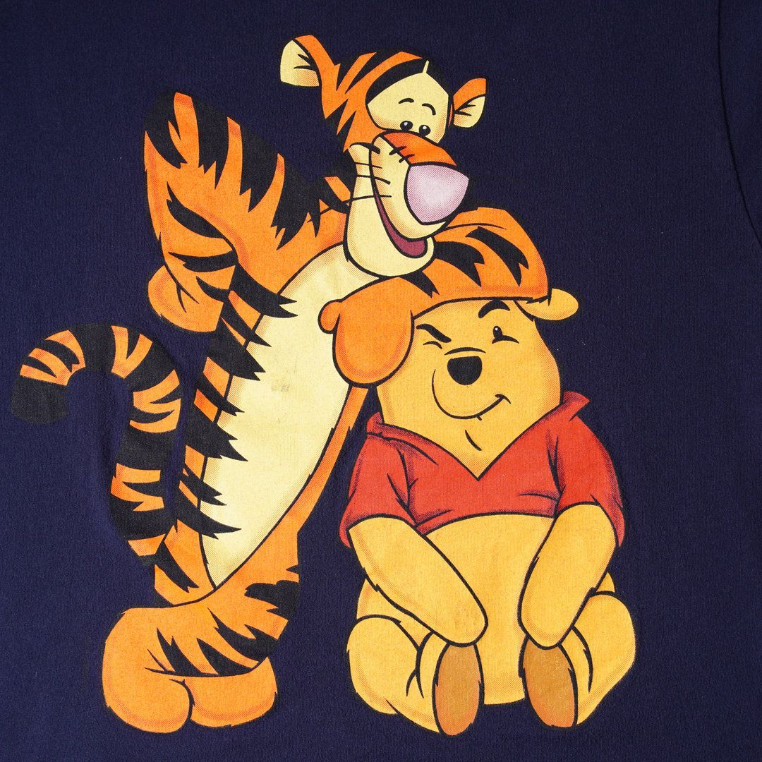 90s ディズニー Disney ぷーさん Tシャツ ネイビー L Pooh ティガー