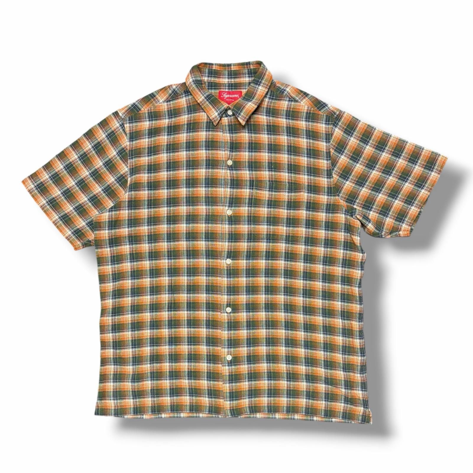 国内正規 Supreme 22SS Plaid S/S Shirt プレイド半袖シャツ チェックシャツ シュプリーム オレンジ×グリーン L （5505M）