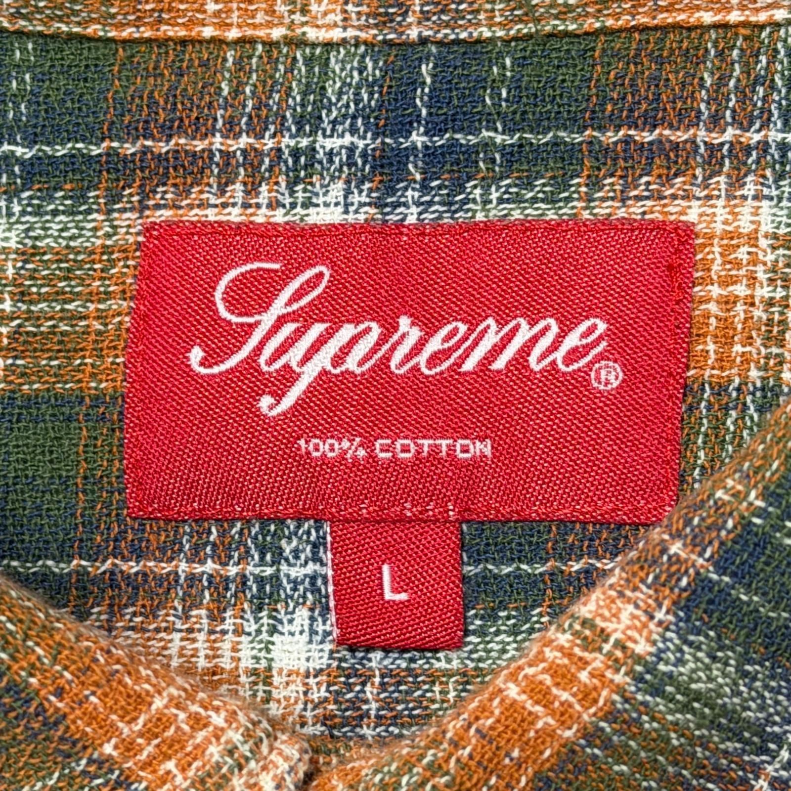 国内正規 Supreme 22SS Plaid S/S Shirt プレイド半袖シャツ チェックシャツ シュプリーム オレンジ×グリーン L （5505M）