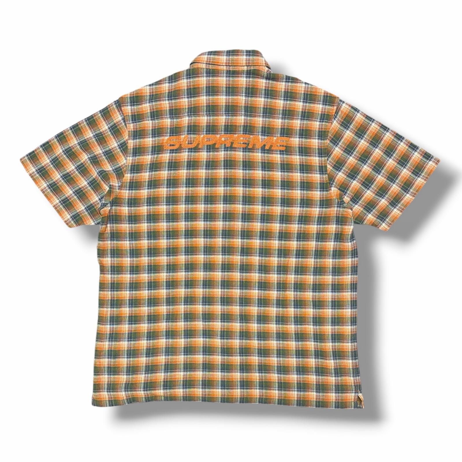 国内正規 Supreme 22SS Plaid S/S Shirt プレイド半袖シャツ チェックシャツ シュプリーム オレンジ×グリーン L （5505M）