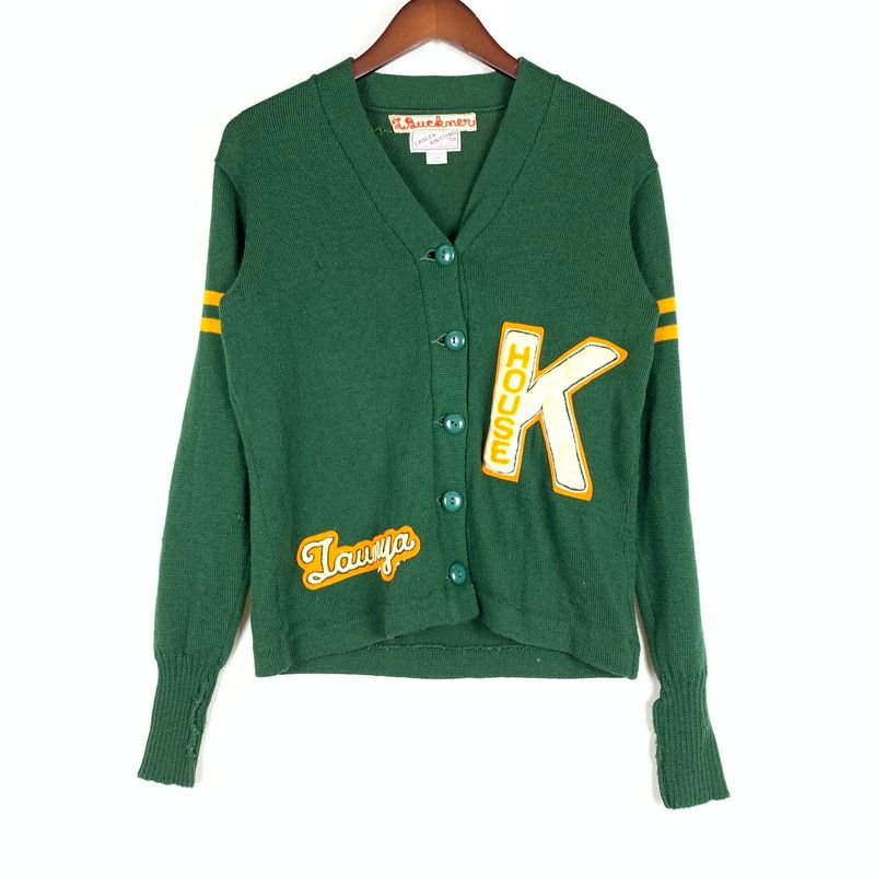 【現状渡し品】 LASLEY KNITTING CO. ラスレイニッティング LETTERED CARDIGAN VINTAGE レタード カーディガン トップス ニット ヴィンテージ 【145-260524-ko-14-tei】