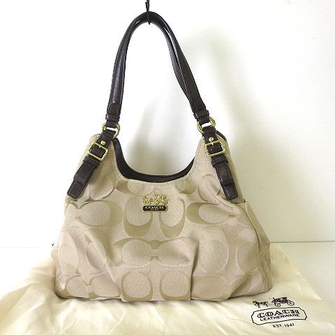 コーチ COACH バッグ マディソン シグネチャーC マギー 18762 ショルダーバッグ キャンバス レザー ベージュ ブラウン かばん 鞄 カバン
