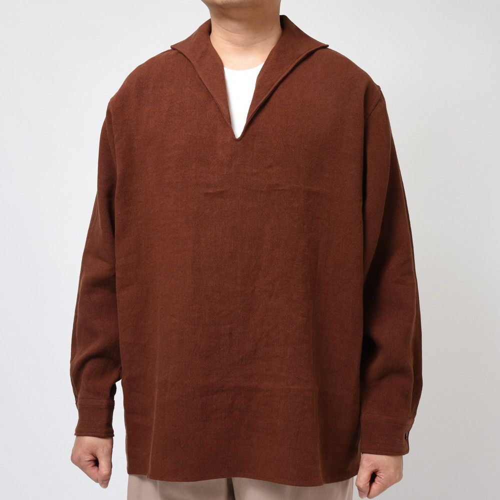 【40%OFF】Mサイズ moncao(モンサオ) リネンシルクスキッパーシャツ M021321 11031402172 ブラウン 新品