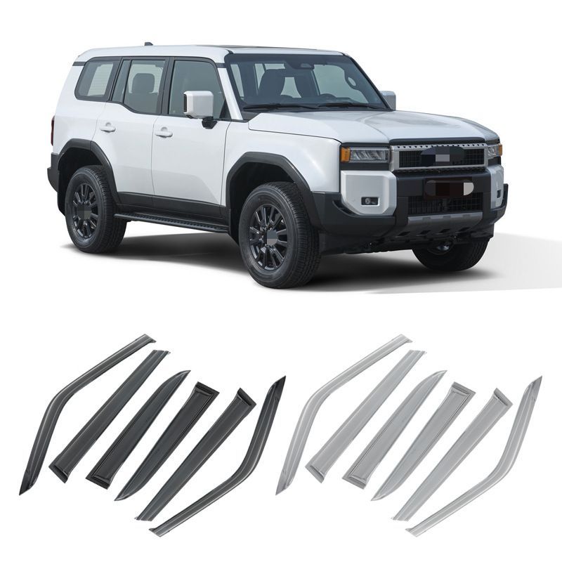 【送料無料】Toyota Land Cruiser Prado(トヨタランドクルーザープラド)2024(LC250)用ウインドゥバイザーサイドバイザー雨風侵入防止スモーク/クリア高耐久アクリル製6点セットドレスアップ快適空間車内保護簡単取付おすすめ
