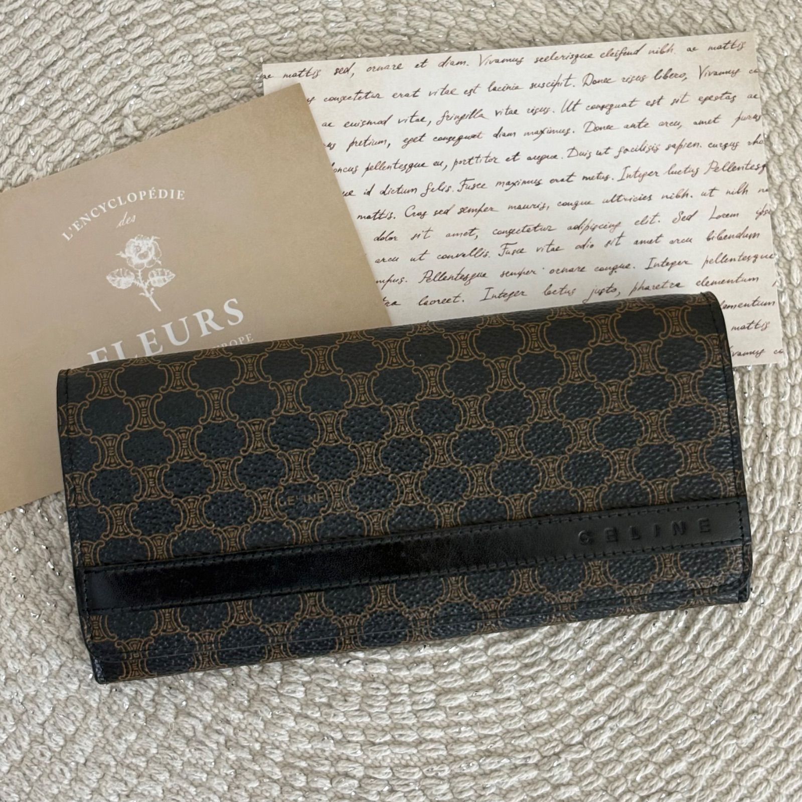 セリーヌ 長財布 長札入れ ウォレット 札入れ レディース レディース メンズ マカダム ブラック系 PVC×レザー Celine Vintage Long Wallet Monogram Black 22503
