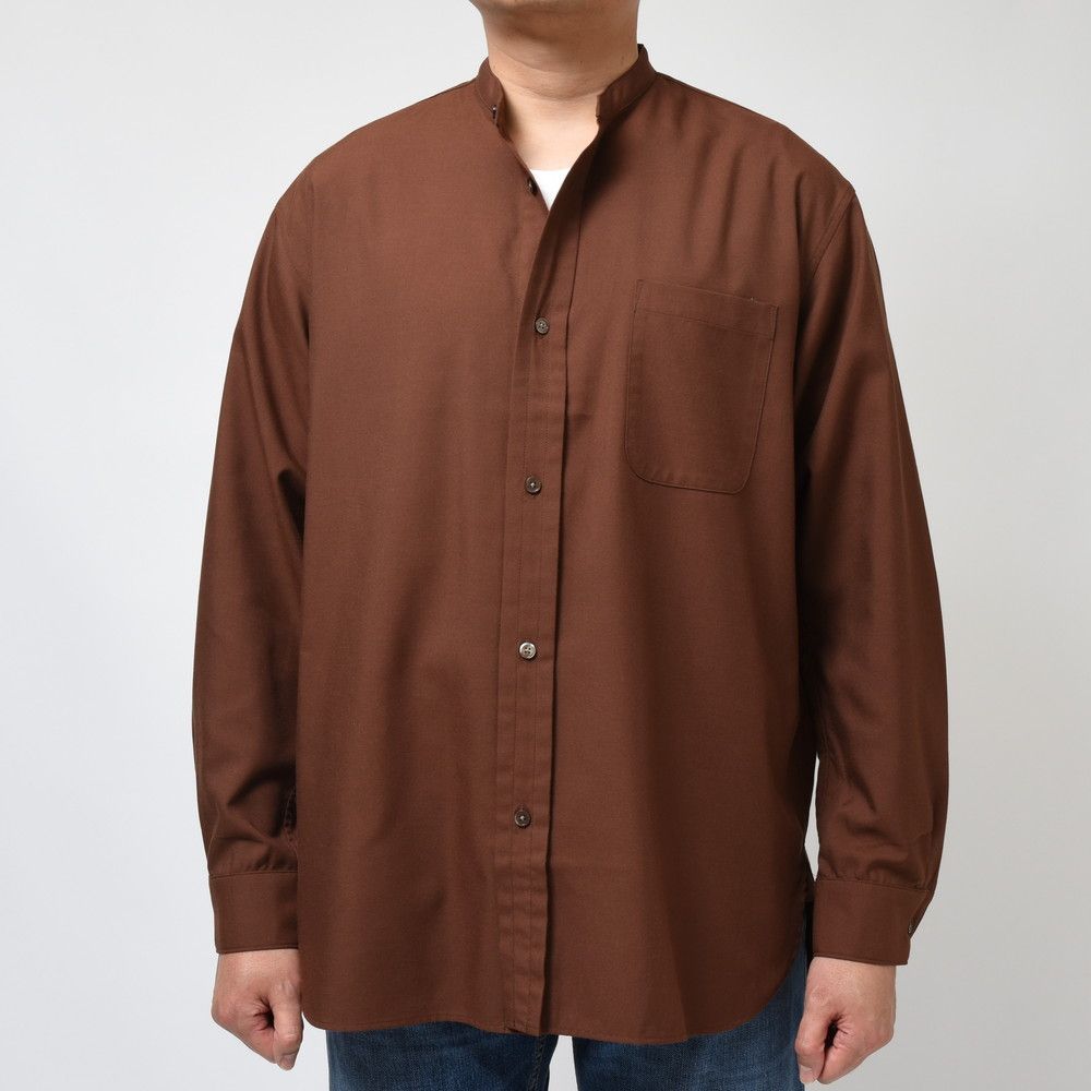【40%OFF】Mサイズ moncao(モンサオ) レーヨンナイロンツイルバンドカラーシャツ M021315 11031401172 ブラウン 新品