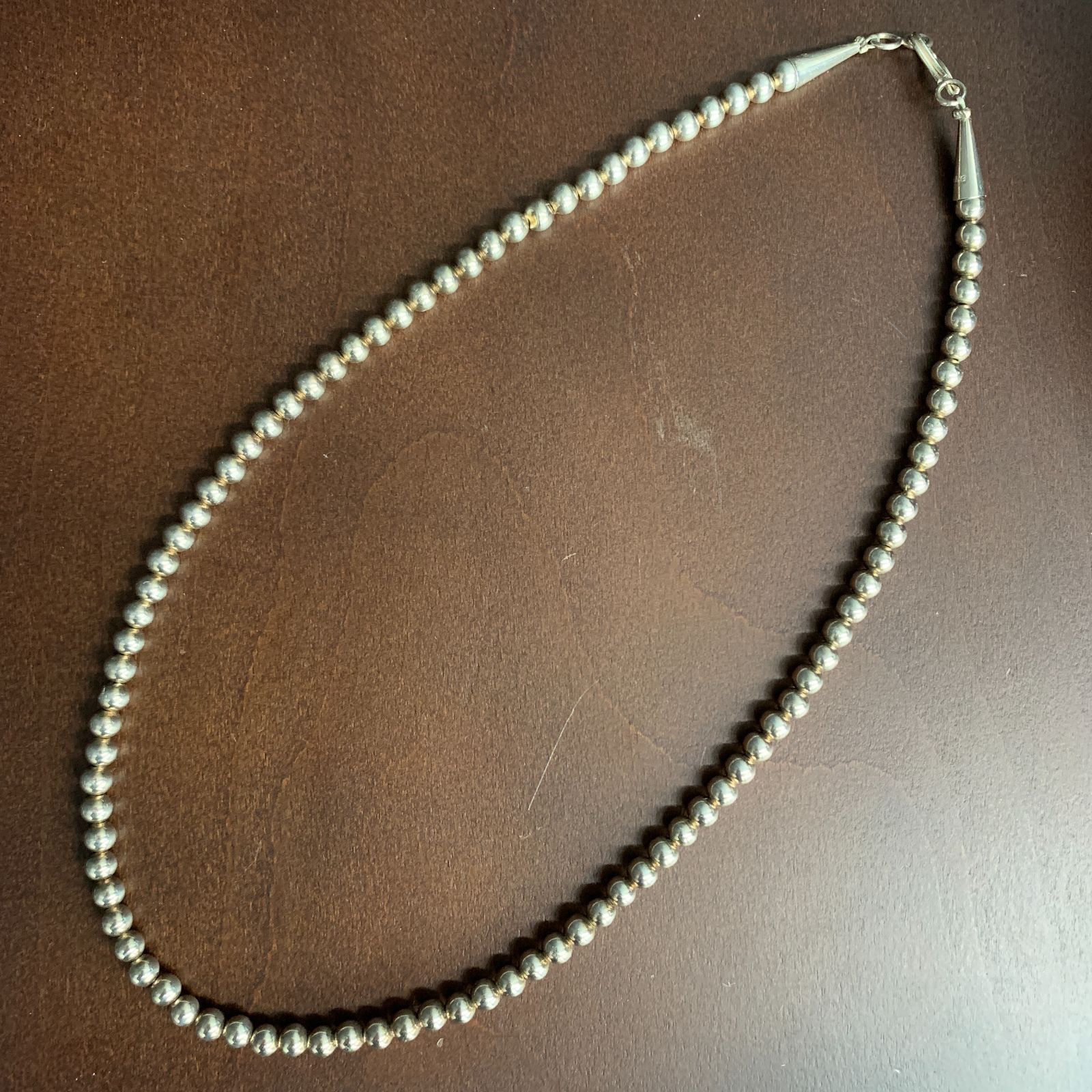 ナバホパール シルバーネックレス スターリングシルバー 925 4.8mm 46cm