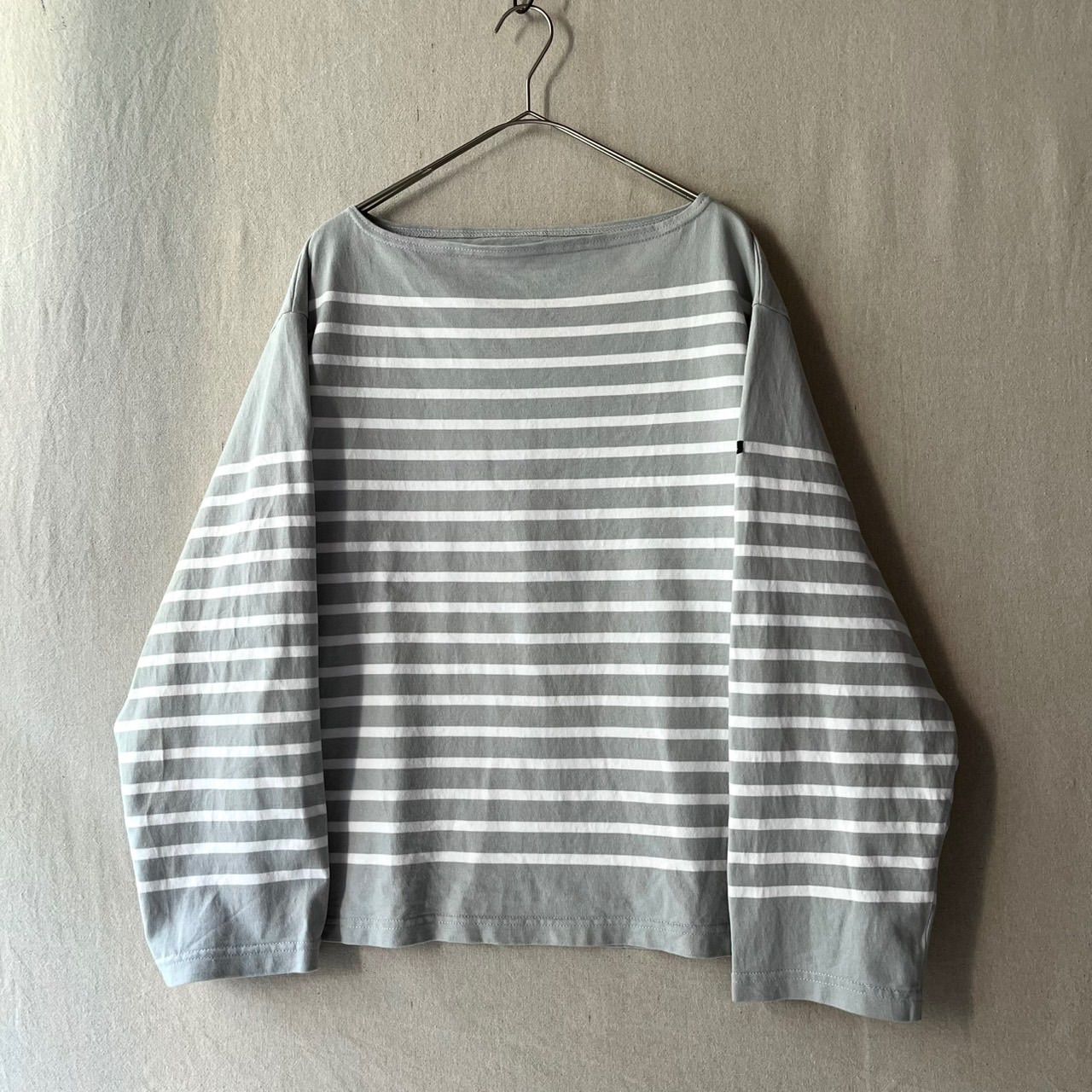 定価2.4万円 OUTIL バスク シャツ / 0 厚手 コットン グレー ホワイト ボーダー カットソー tricot aast T6-04133-9649