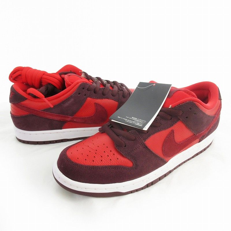ナイキ NIKE US10 28cm SB DUNK LOW PRO Cherry DM0807-600 エスビー ダンクロー チェリー スニーカー レッド ブラウン 靴 スウェード レザー