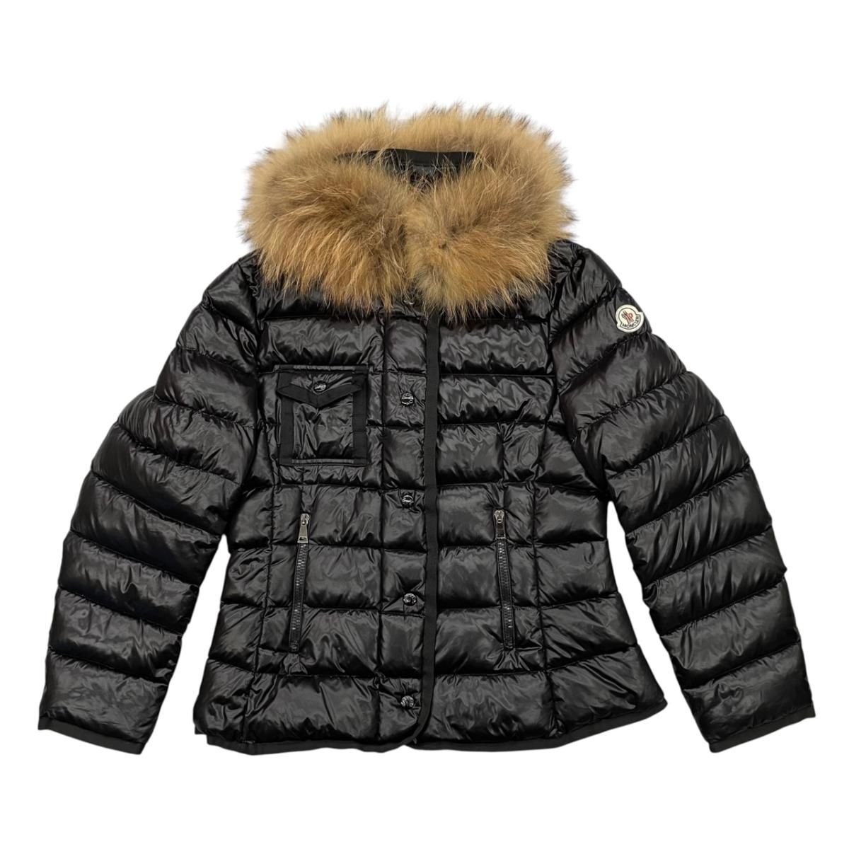 ☆モンクレール ダウンジャケット バルベル 510034031200 53048 4サイズ ファー ブラック BARBEL MONCLER