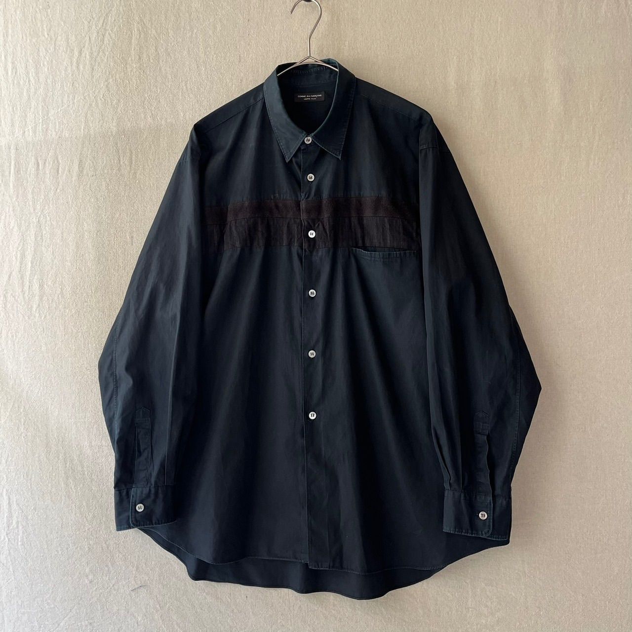 AD1993 COMME des GARCONS HOMME PLUS 切替し シャツ / 製品染め ダーク ネイビー アーカイブ 90s T6-05054-71751