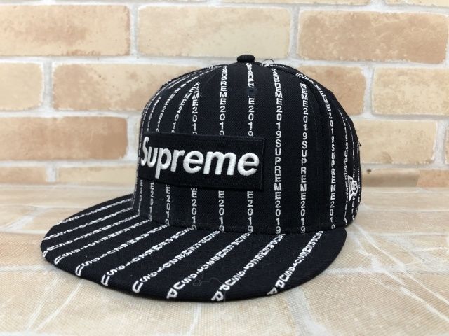 【中古】 Supreme シュプリーム Text Stripe New Era Cap Box Logo ネイビー×ホワイト 111452805