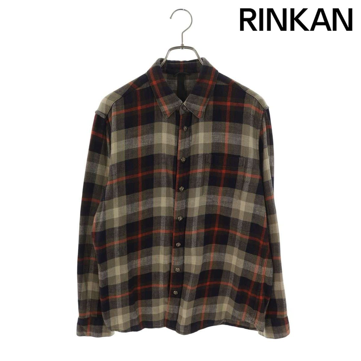 クロムハーツ LOOSEENDS LS CHECK 袖クロスパッチ付き長袖シャツ メンズ L
