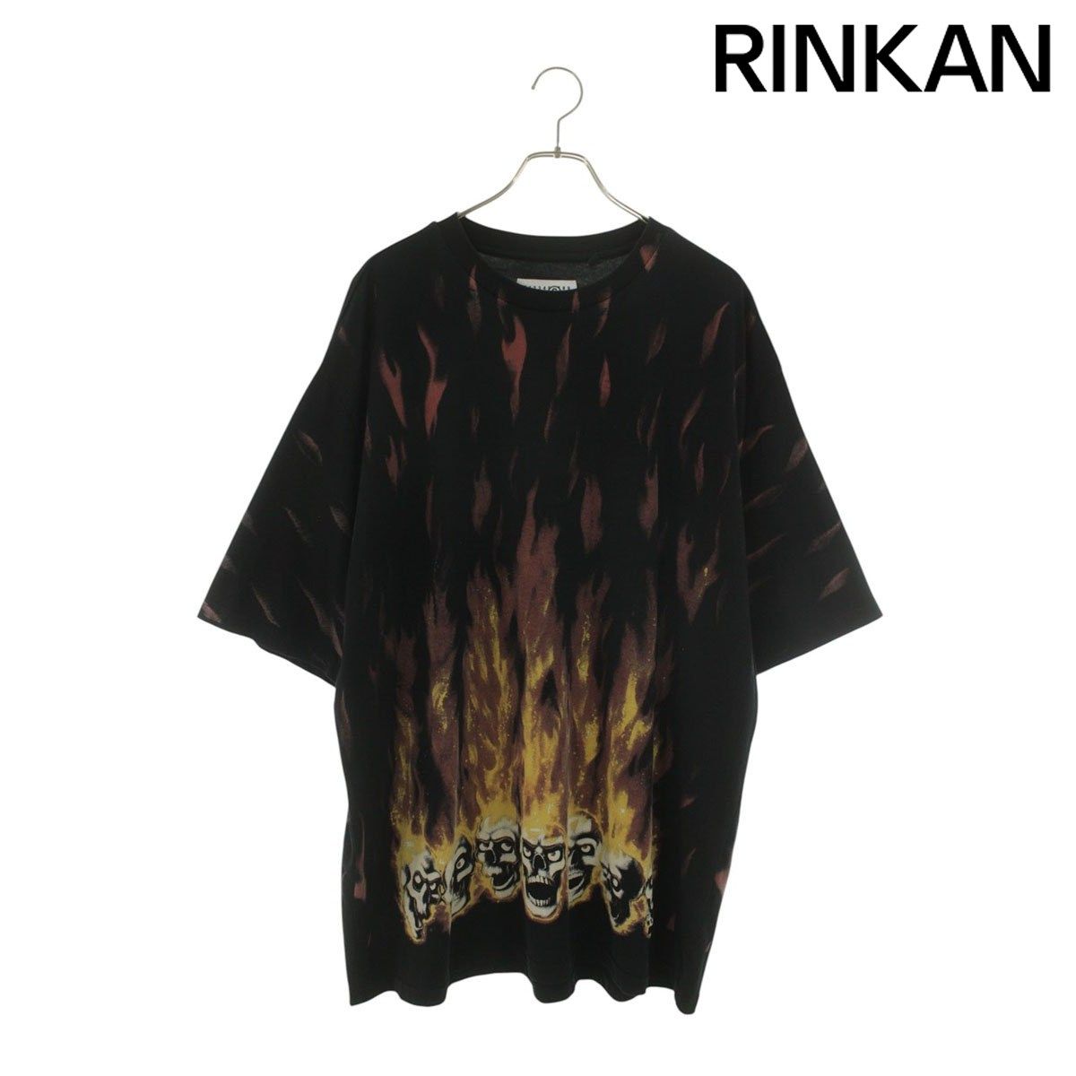 シュプリーム ×エムエムシックス MM6 Liquid Blue Oversized Tee スカルファイヤー総柄Tシャツ メンズ L
