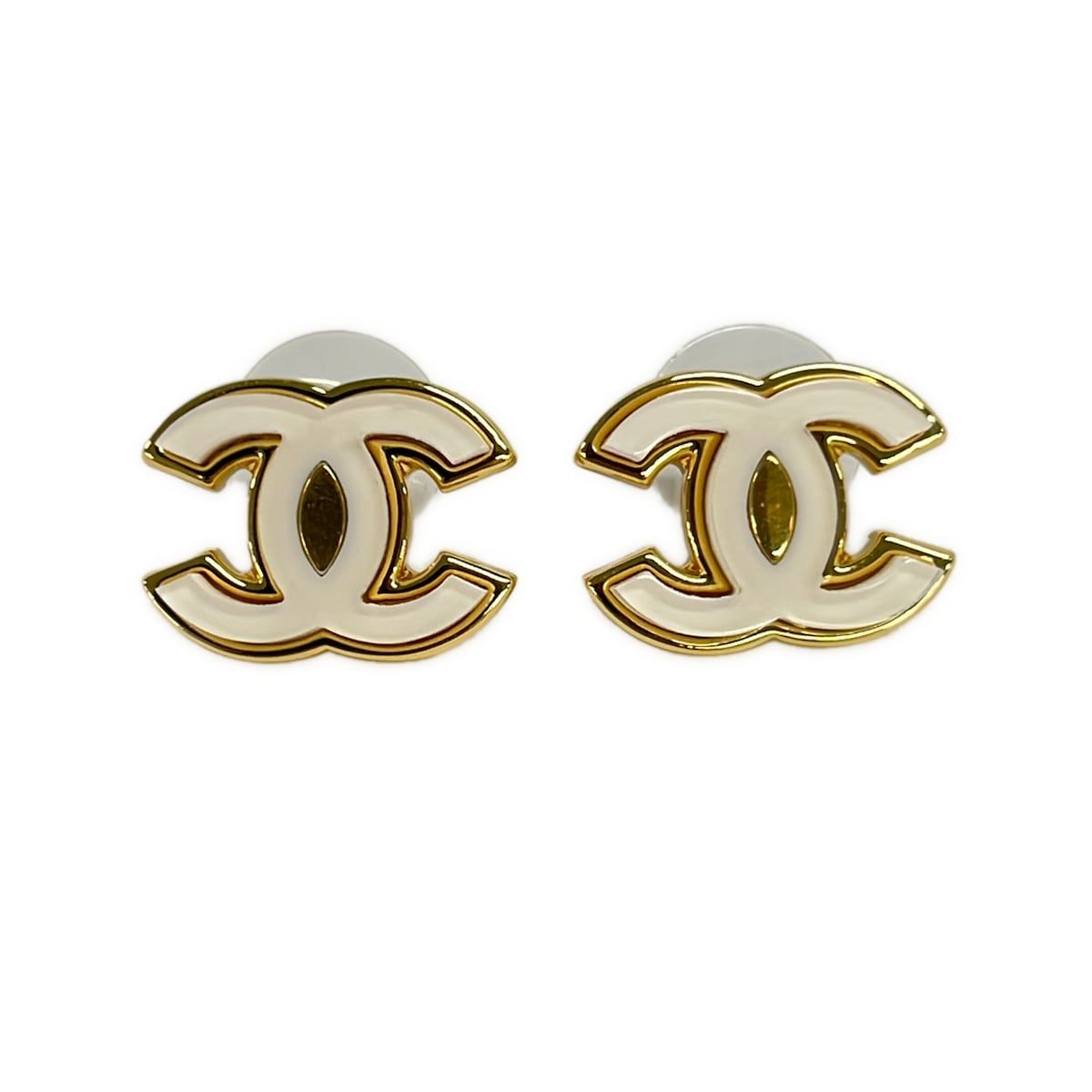 CHANEL(シャネル) ピアス美品 ココマーク ゴールド×クリア×白