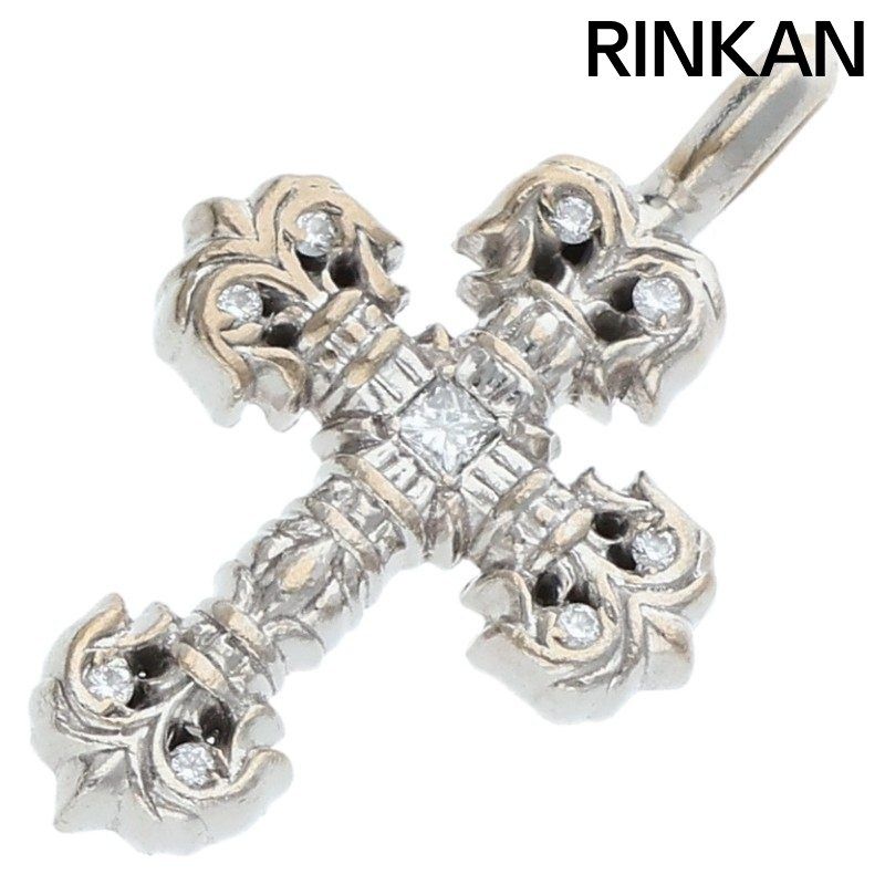 クロムハーツ 18K CHARM FILIGREE TINY P DMND タイニーフィリグリー PAVEダイヤホワイトゴールドネックレストップ メンズ