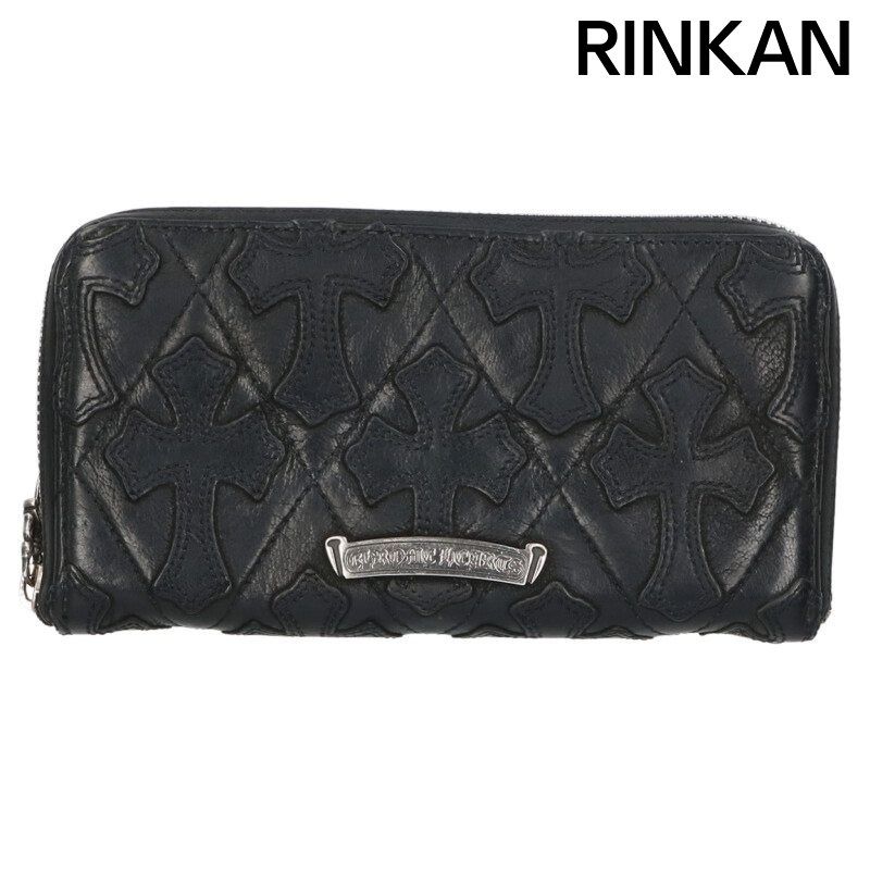 クロムハーツ REC F ZIP/QUILTED セメタリークロスキルティングレザーウォレット財布 メンズ