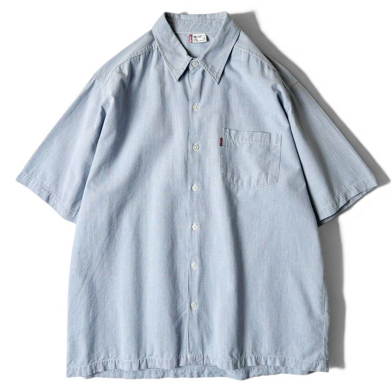 00s Levis RED TAB ピンチェック コットン 半袖 シャツ L / 00年代