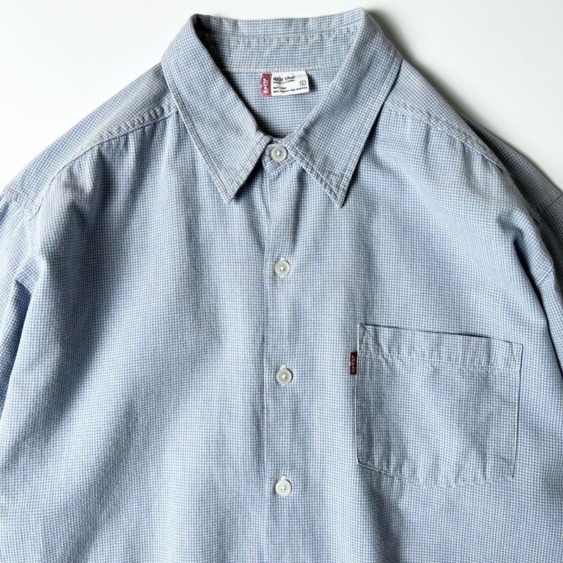 00s Levis RED TAB ピンチェック コットン 半袖 シャツ L / 00年代