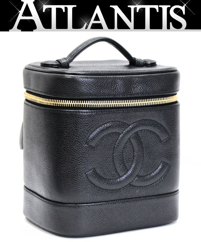 シャネル CHANEL バニティバッグ ハンドバッグ キャビアスキン 黒 G
