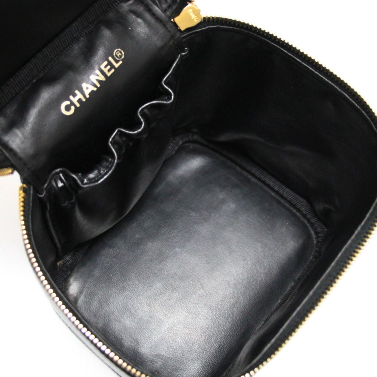 シャネル CHANEL バニティバッグ ハンドバッグ キャビアスキン 黒 G